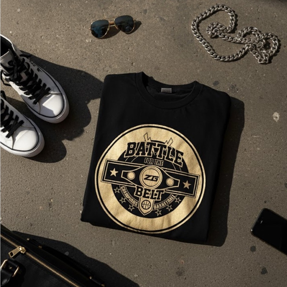 Battle Graphic Black and Gold Men's Long Sleeve Tee